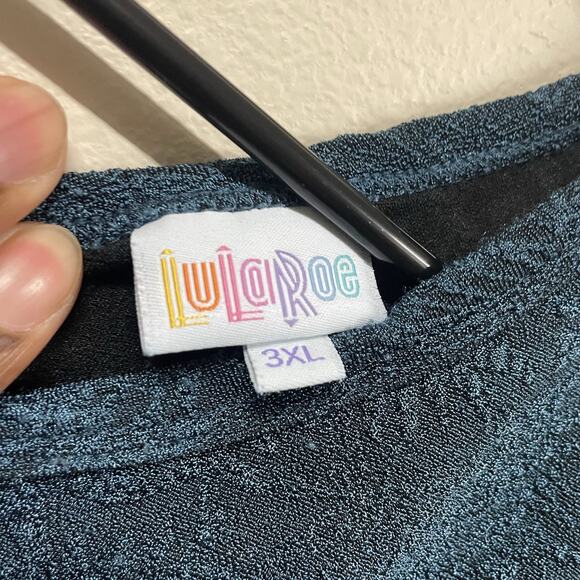 Lularoe Amelia Solid Peacock Blue Embossed Texture Design Women’s Size 3XL - Picture 4 of 7